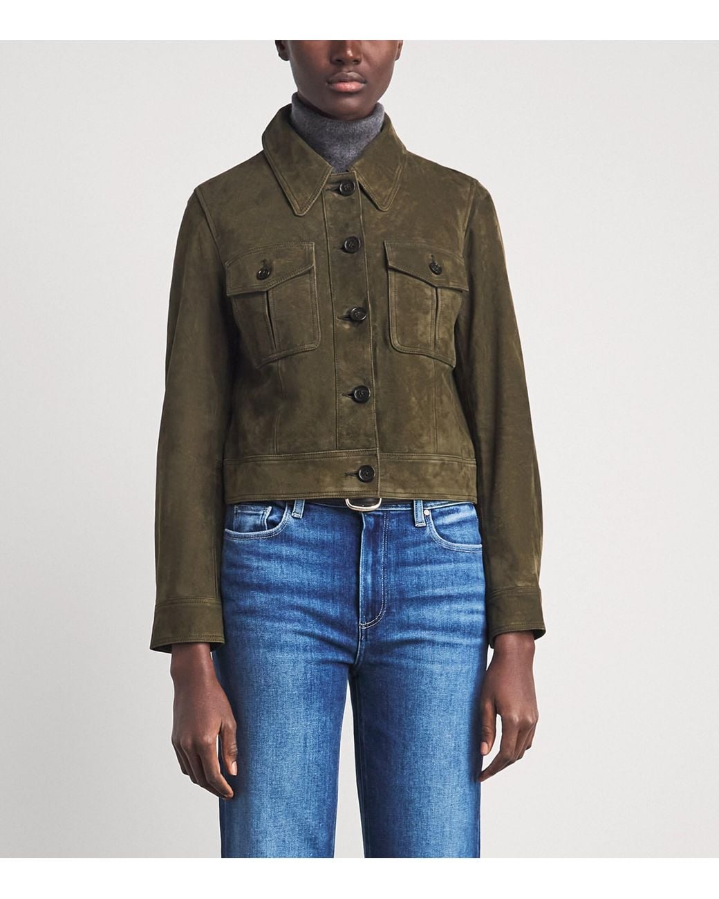 PAIGE Green Feyd Suede Jacket
