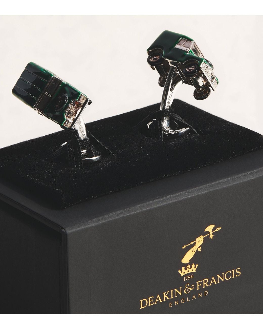 Deakin & Francis Green Sterling And Enamel Car Cufflinks for men