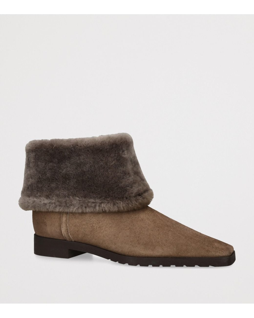 Totême Brown Shearling Fold-Down Ankle Boots