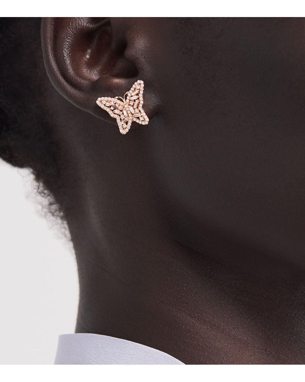 Suzanne Kalan Natural And Diamond Bold Butterfly Stud Earrings