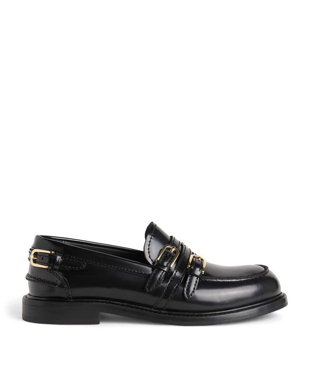 Sandro Black Leather Buckled Loafers