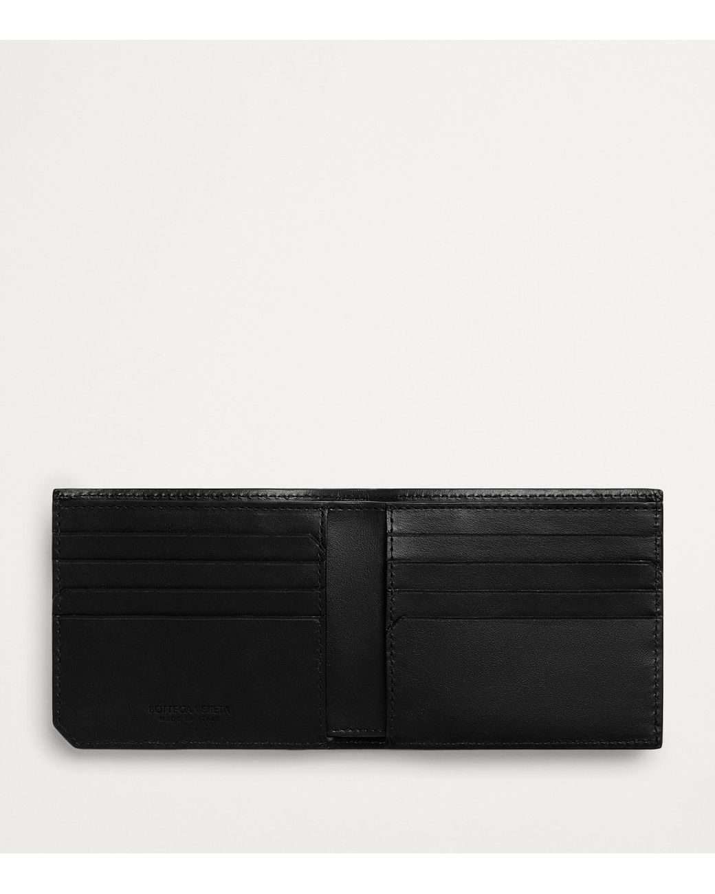 Bottega Veneta Black Leather Intrecciato Bifold Wallet for men