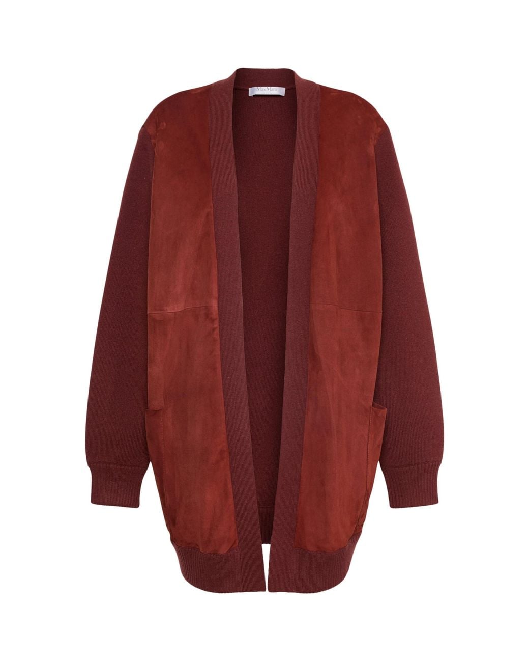 Max Mara Red Wool-Cashmere-Suede Cardigan