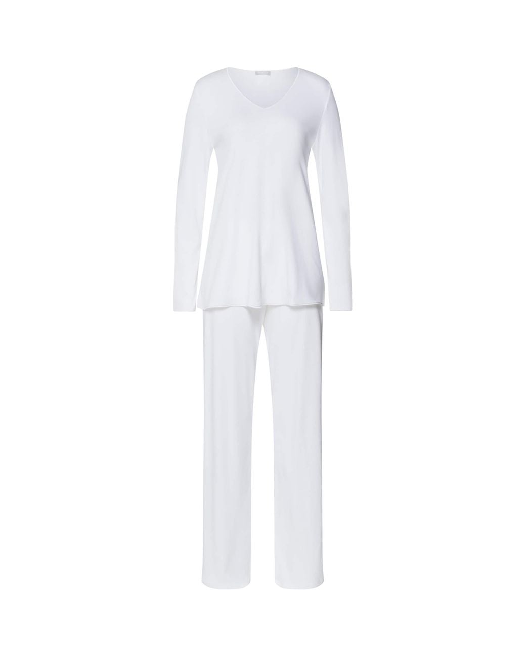 Hanro White Cotton Silk Pyjama Set