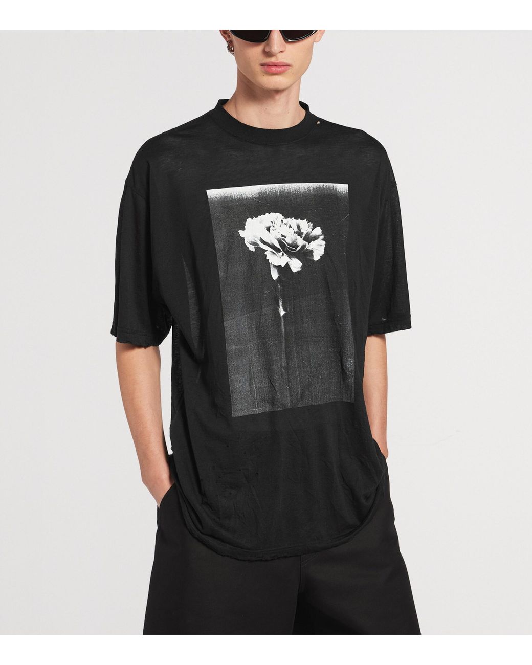 Balenciaga Black Graphic Print T-Shirt for men