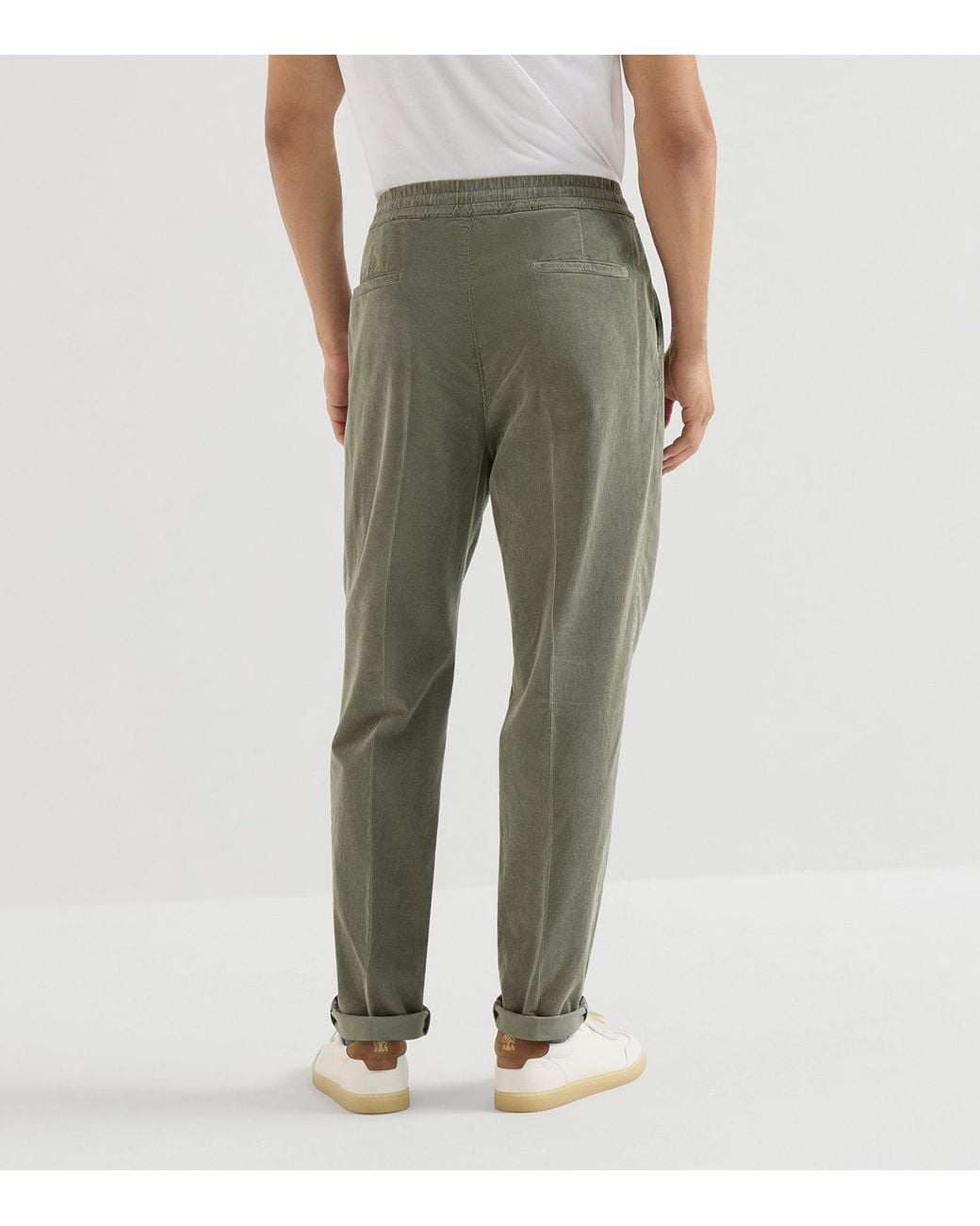 Brunello Cucinelli Green Cotton Drawstring Trousers for men