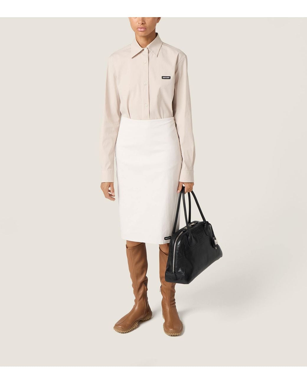 Miu Miu Natural Stretch-Poplin Shirt