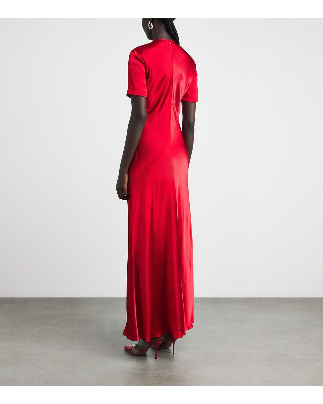 FFORME Red Satin Akriti Maxi Dress