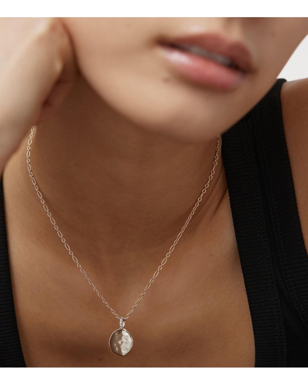 Monica Vinader Metallic Sterling And Diamond Mv Siren Coin Pendant
