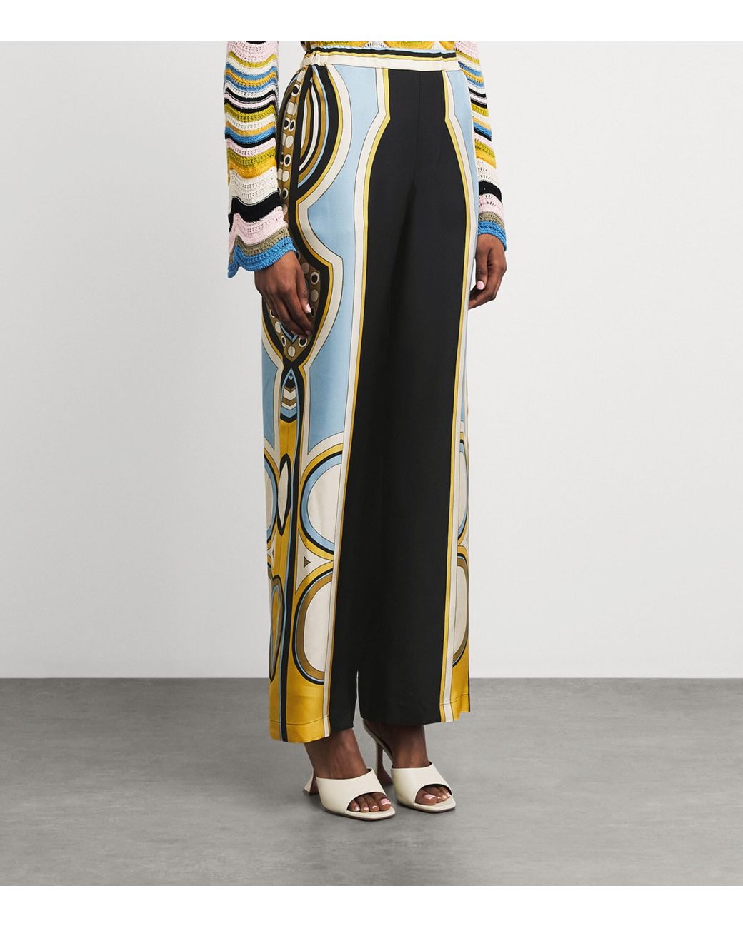 LaDoubleJ Blue Silk Club Wide-Leg Trousers
