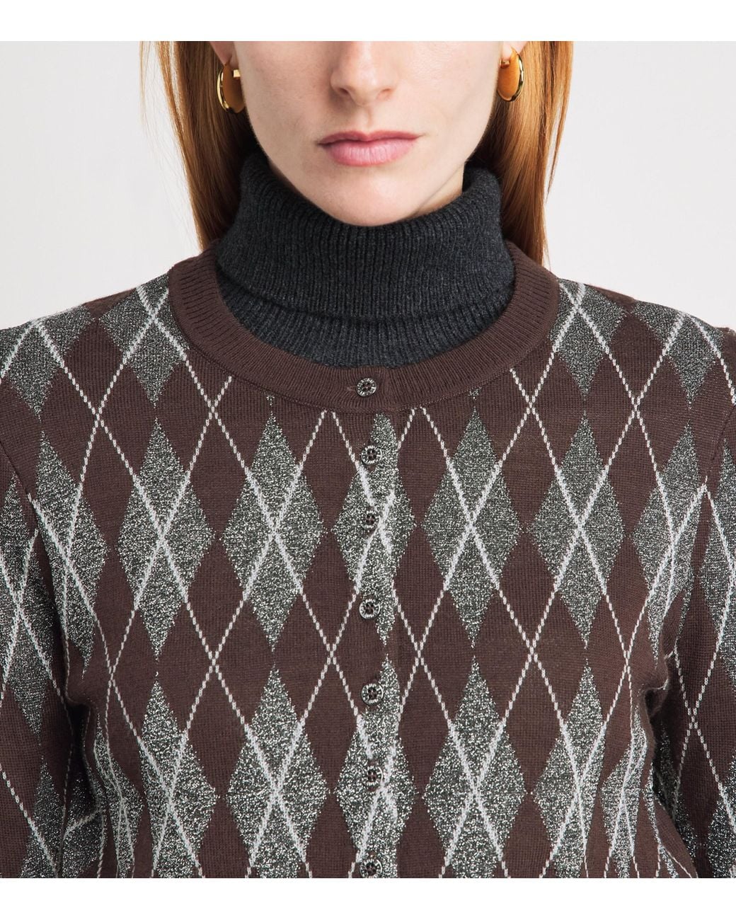 Claudie Pierlot Black Metallic Argyle Cardigan
