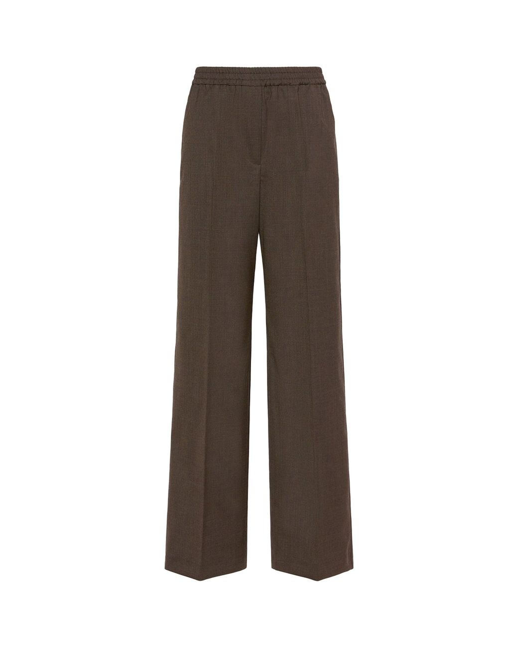 Weekend by Maxmara Brown Wool-Blend Straight Trousers