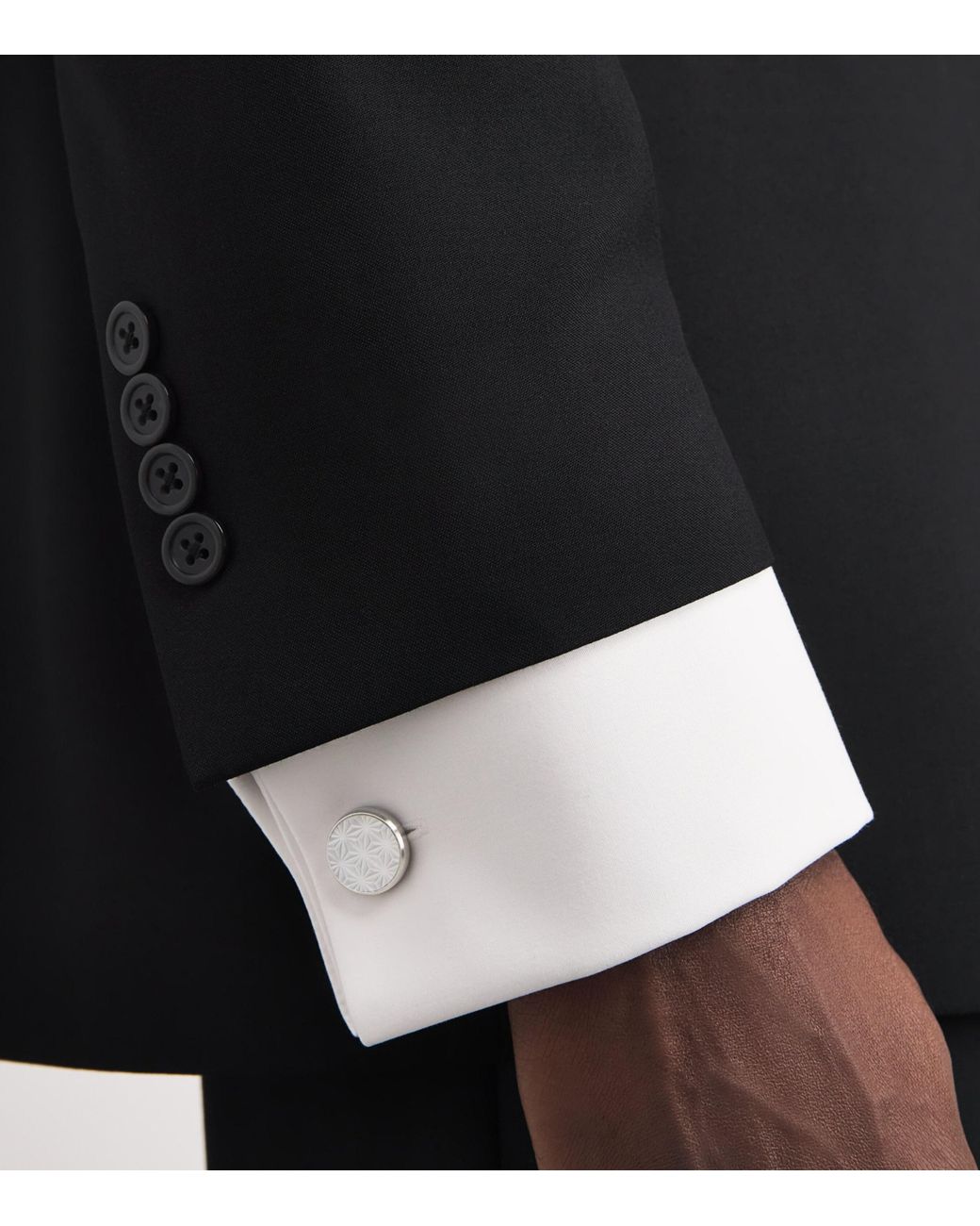 Tateossian Natural Mother-Of-Pearl Asanoha Cufflinks And Studs Set for men