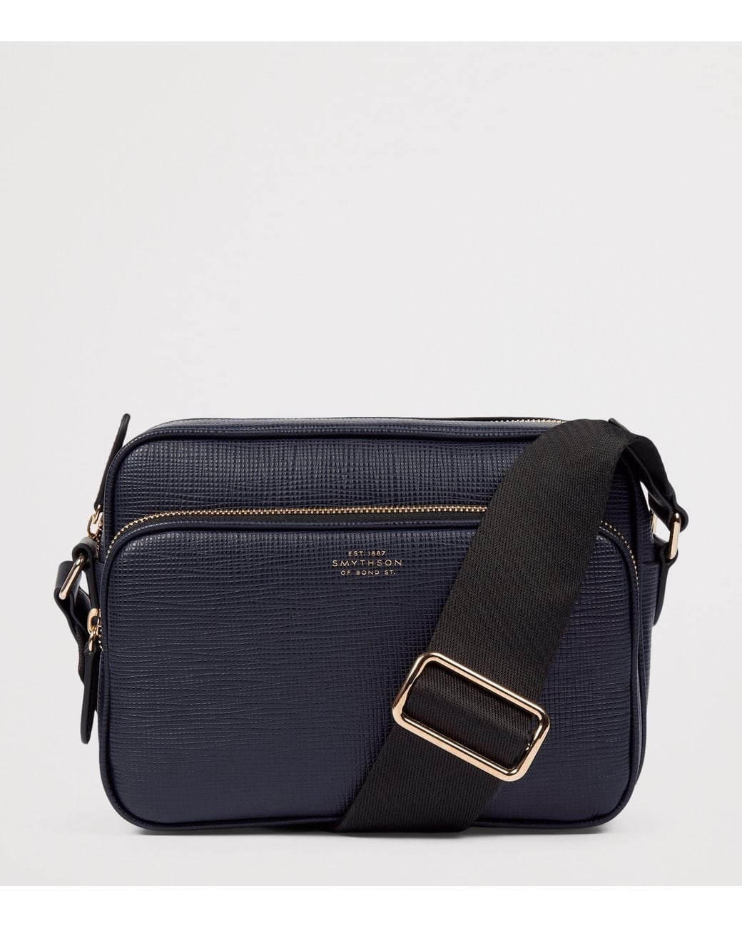 Smythson Blue Leather Panama Cross-Body Bag for men
