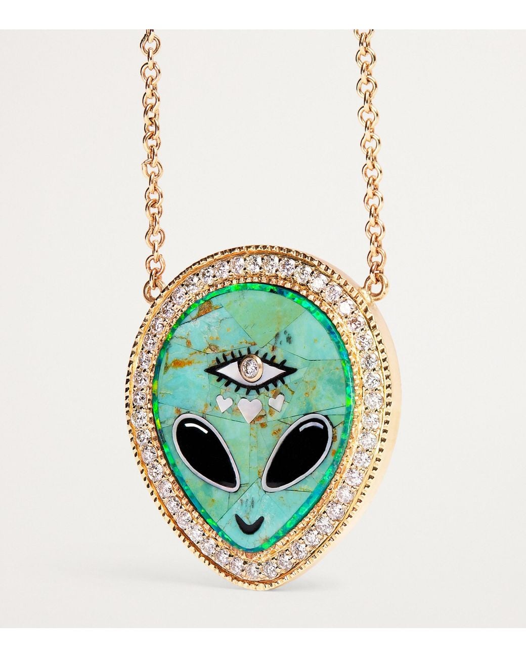 Jacquie Aiche Green Small, Diamond, And Onyx Inlay Necklace