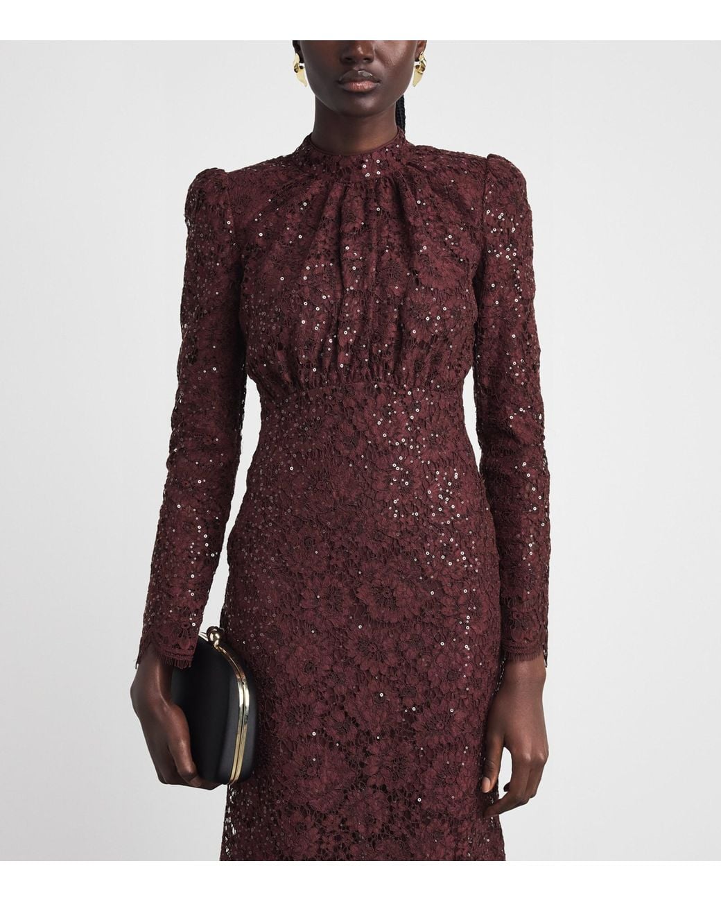 Self-Portrait Purple Lace Sequin-Embellished Maxi Dress