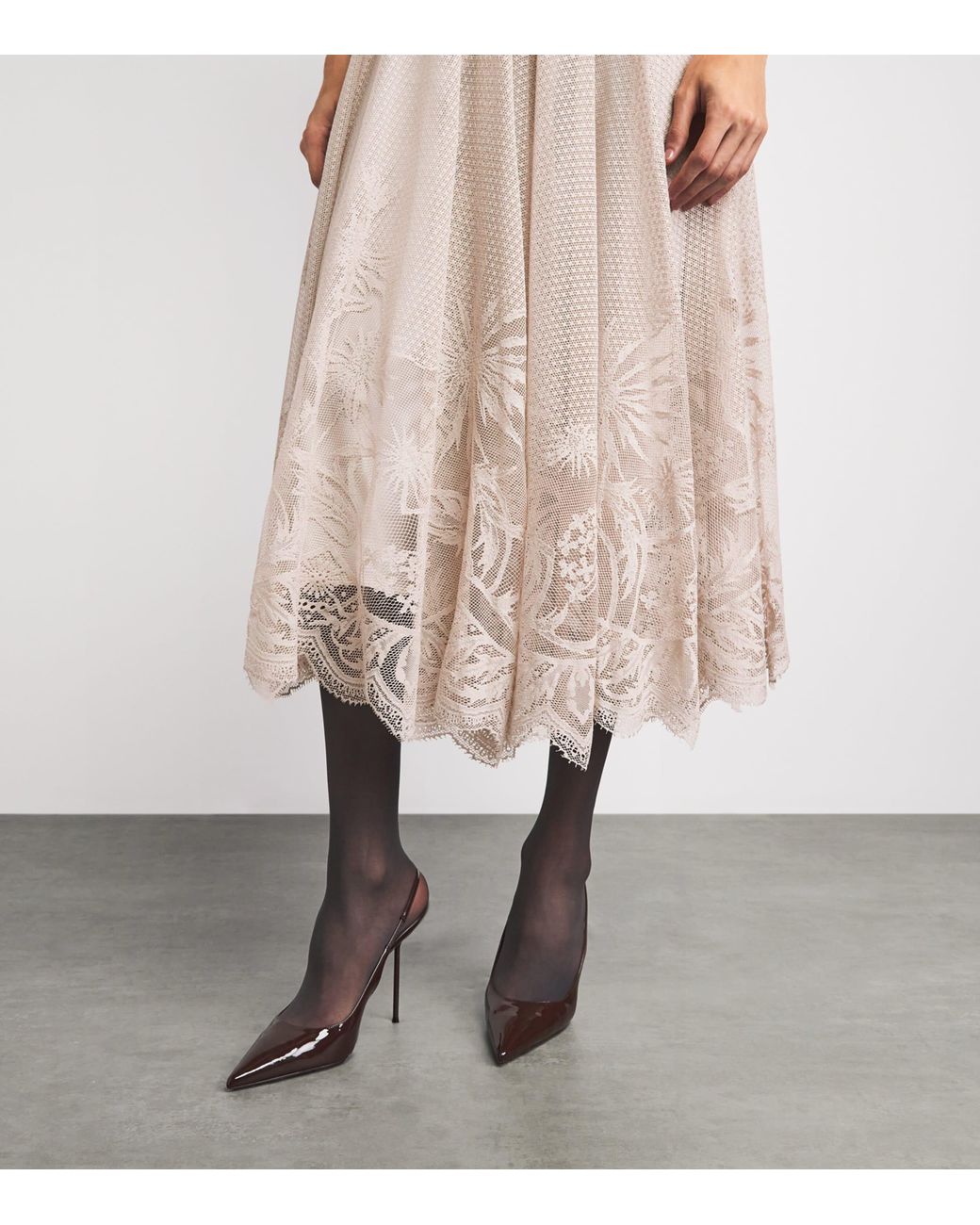 Fabiana Filippi Natural Lace Jacquard Midi Dress