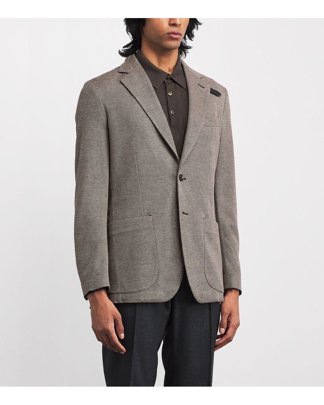 Brioni Gray Silk-Wool Single-Breasted Blazer for men
