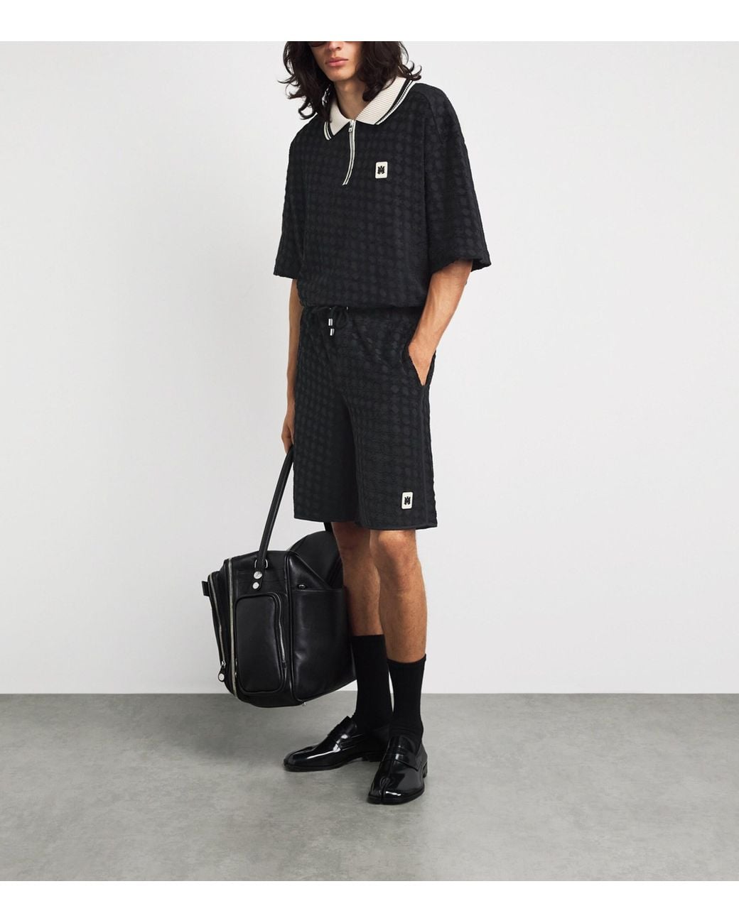 Amiri Black Ma Quad Zip-Up Polo Shirt for men
