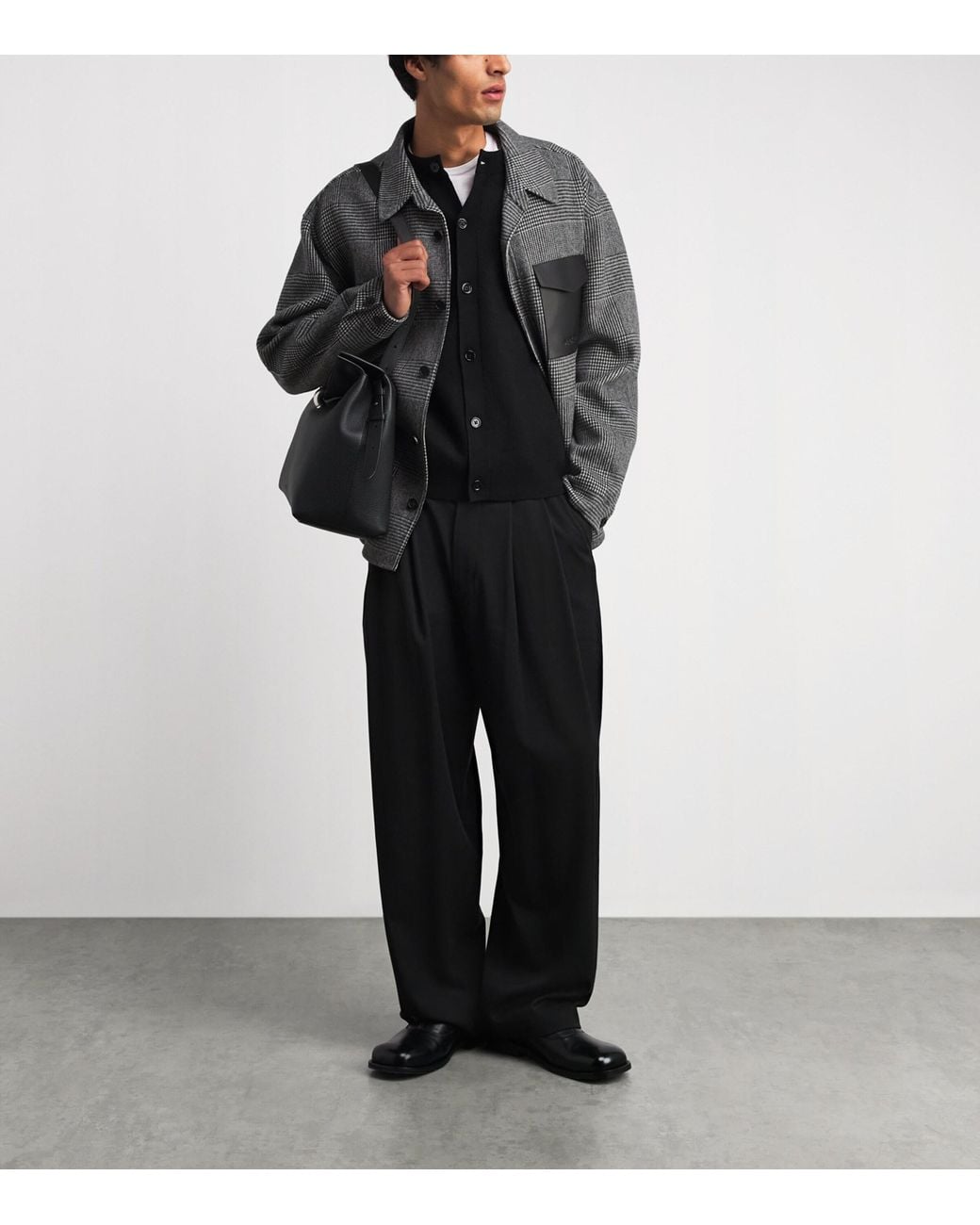 Mackage Gray Wool Leather-Trim Emmanuel Overshirt for men