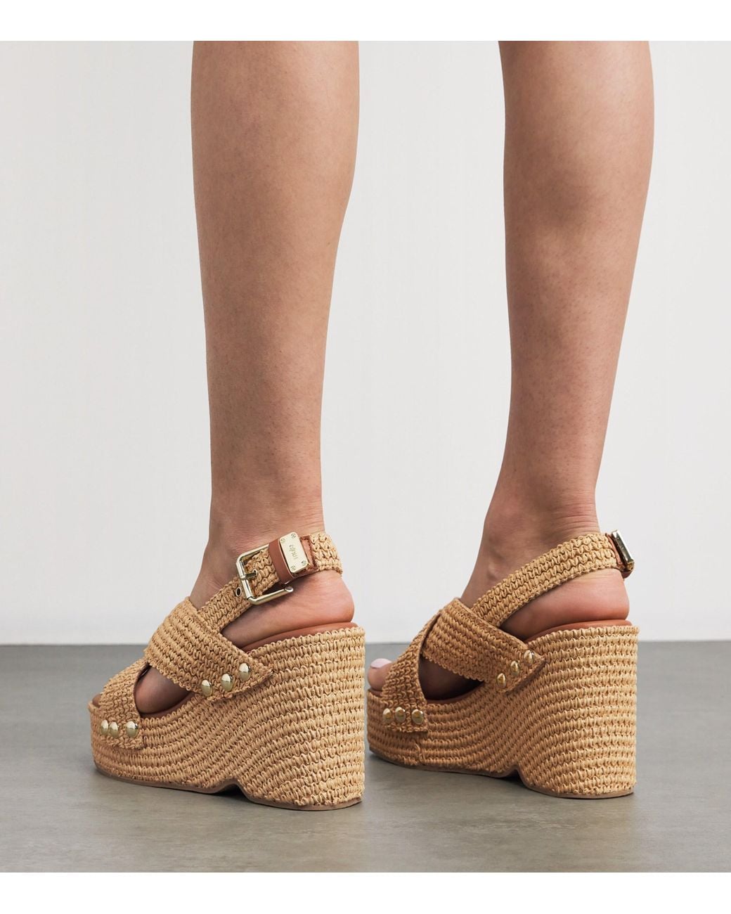 Maje Brown Raffia-Effect Wedge Sandals 110