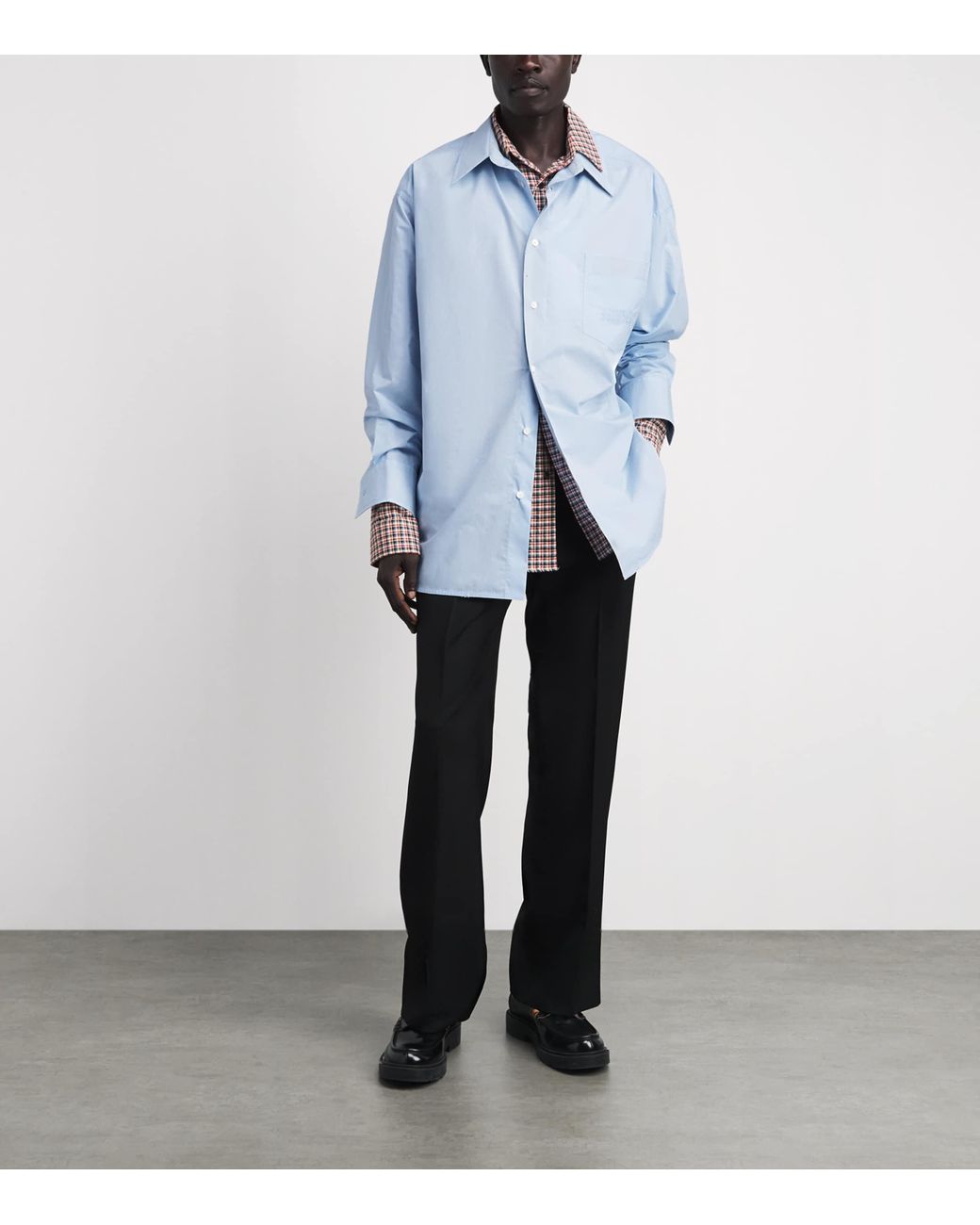 MM6 by Maison Margiela Blue Cotton Shirt for men