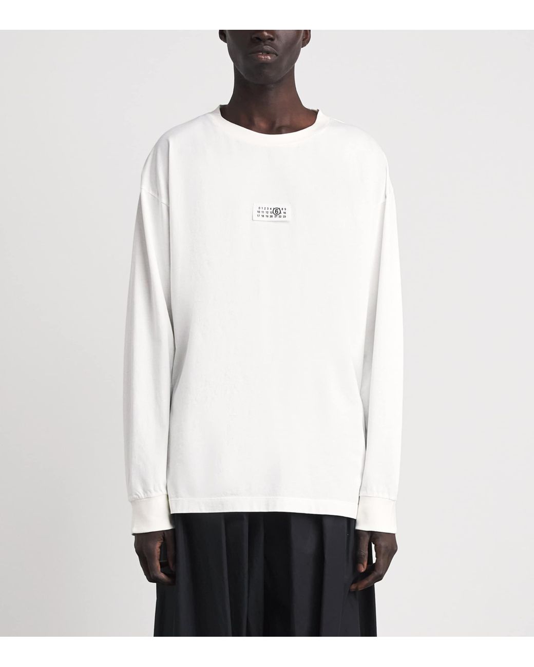 MM6 by Maison Margiela White Cotton Numerical Logo T-Shirt for men