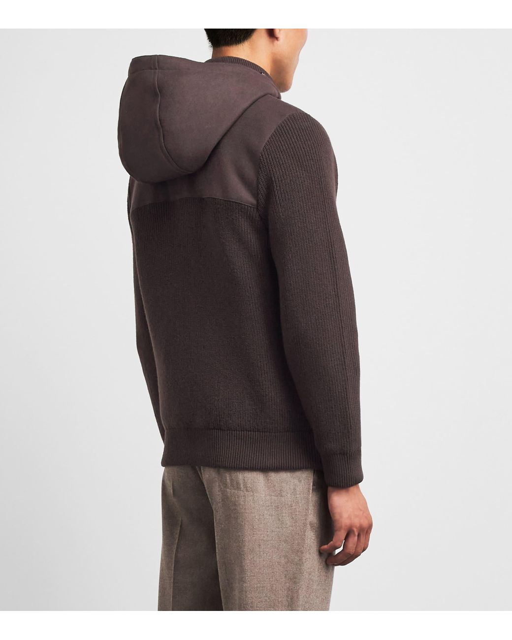 FIORONI CASHMERE Brown Virgin Wool Down Jacket for men