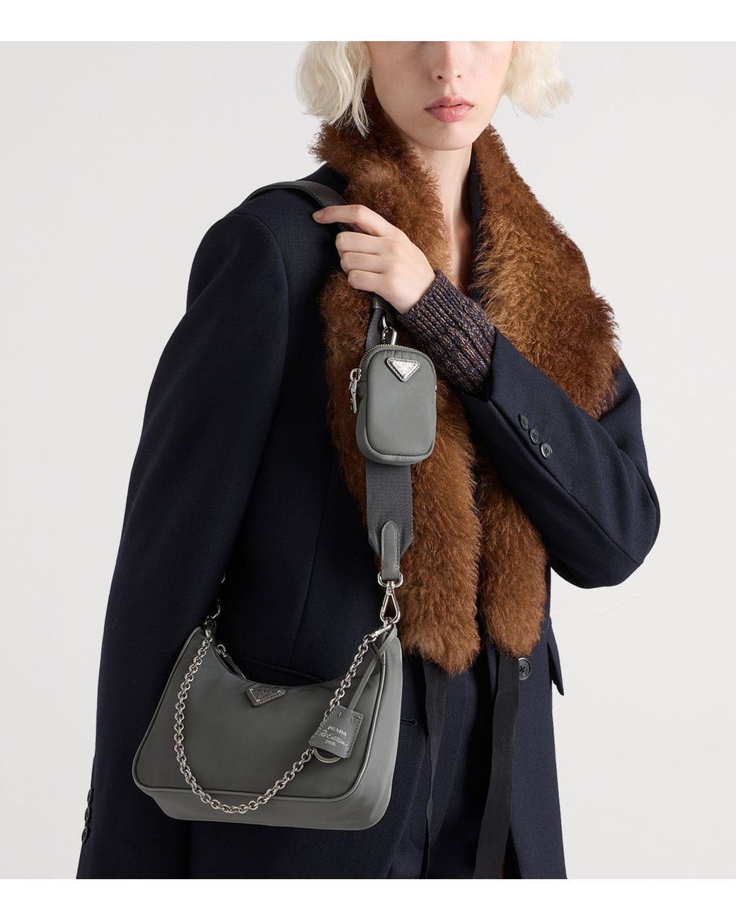 Prada Gray Re-Nylon Re-Edition 2005 Shoulder Bag