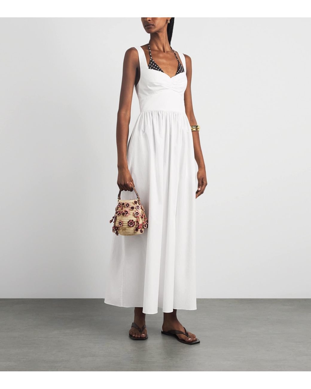 Matteau White Organic Cotton Gathered Midi Dress
