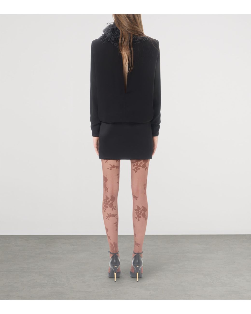 Valentino Black Silk Feather-Trim Mini Dress