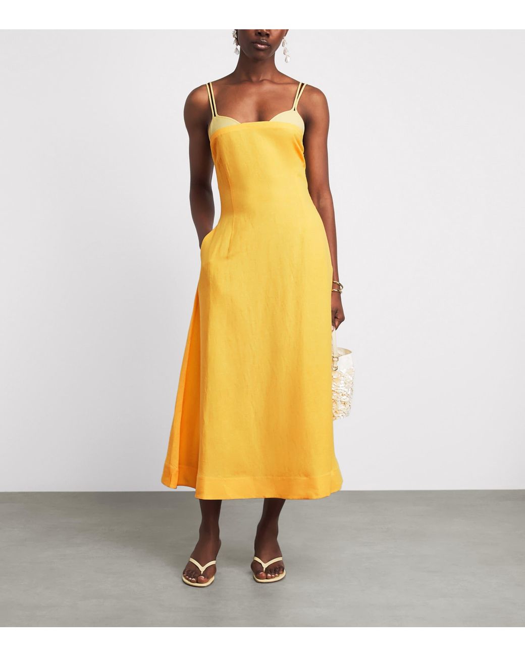 Jonathan Simkhai Yellow Linen-Blend Corabeth Midi Dress