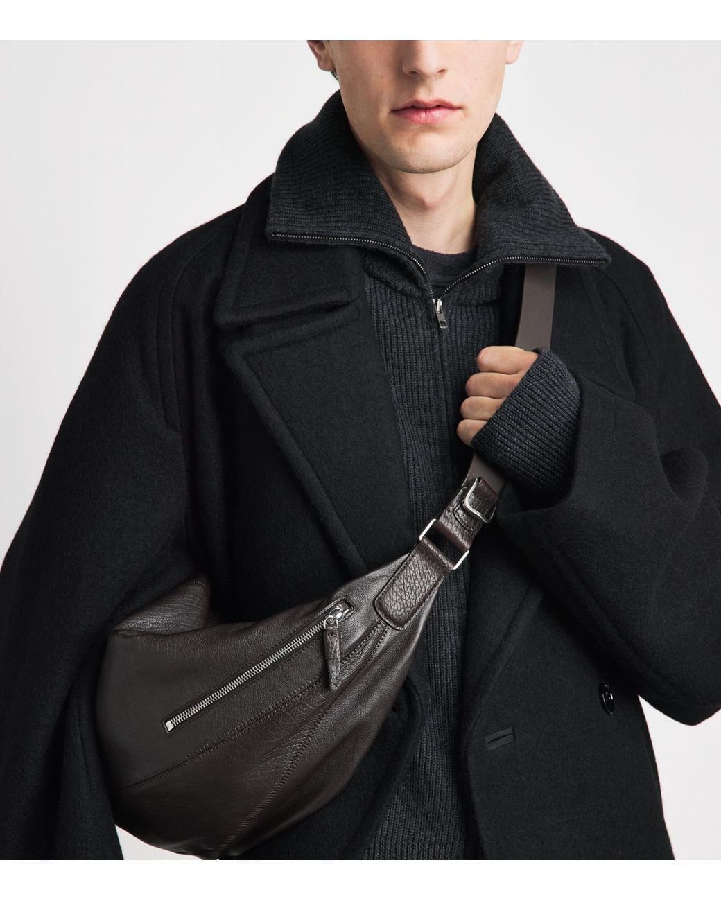 Lemaire Black Leather Quiver Clip Shoulder Bag for men
