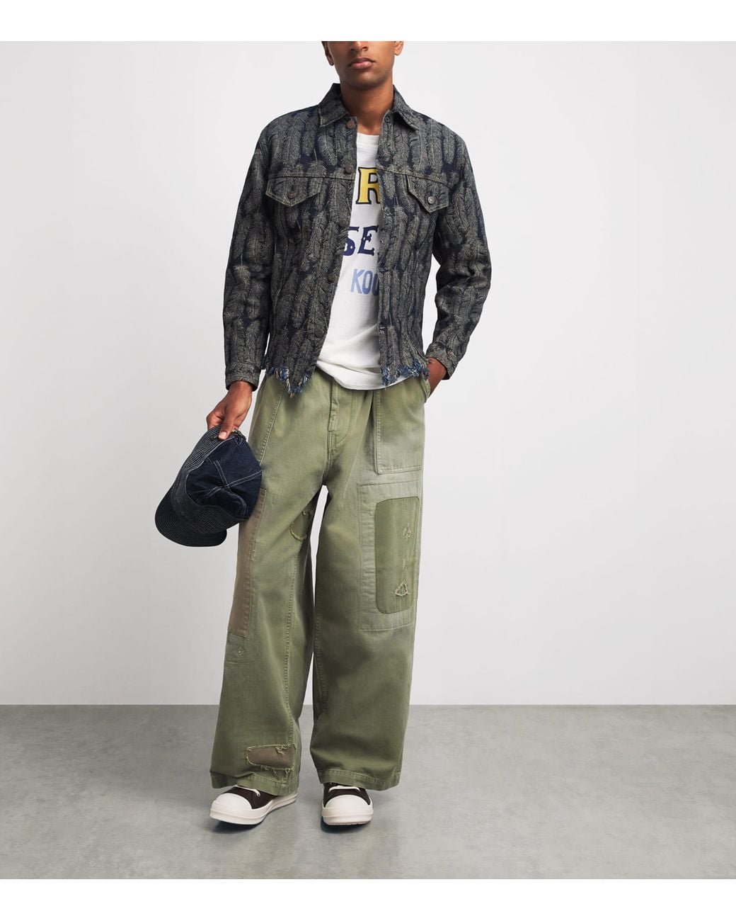 Kapital Green Fatigue Herringbone Baggie Jeans for men