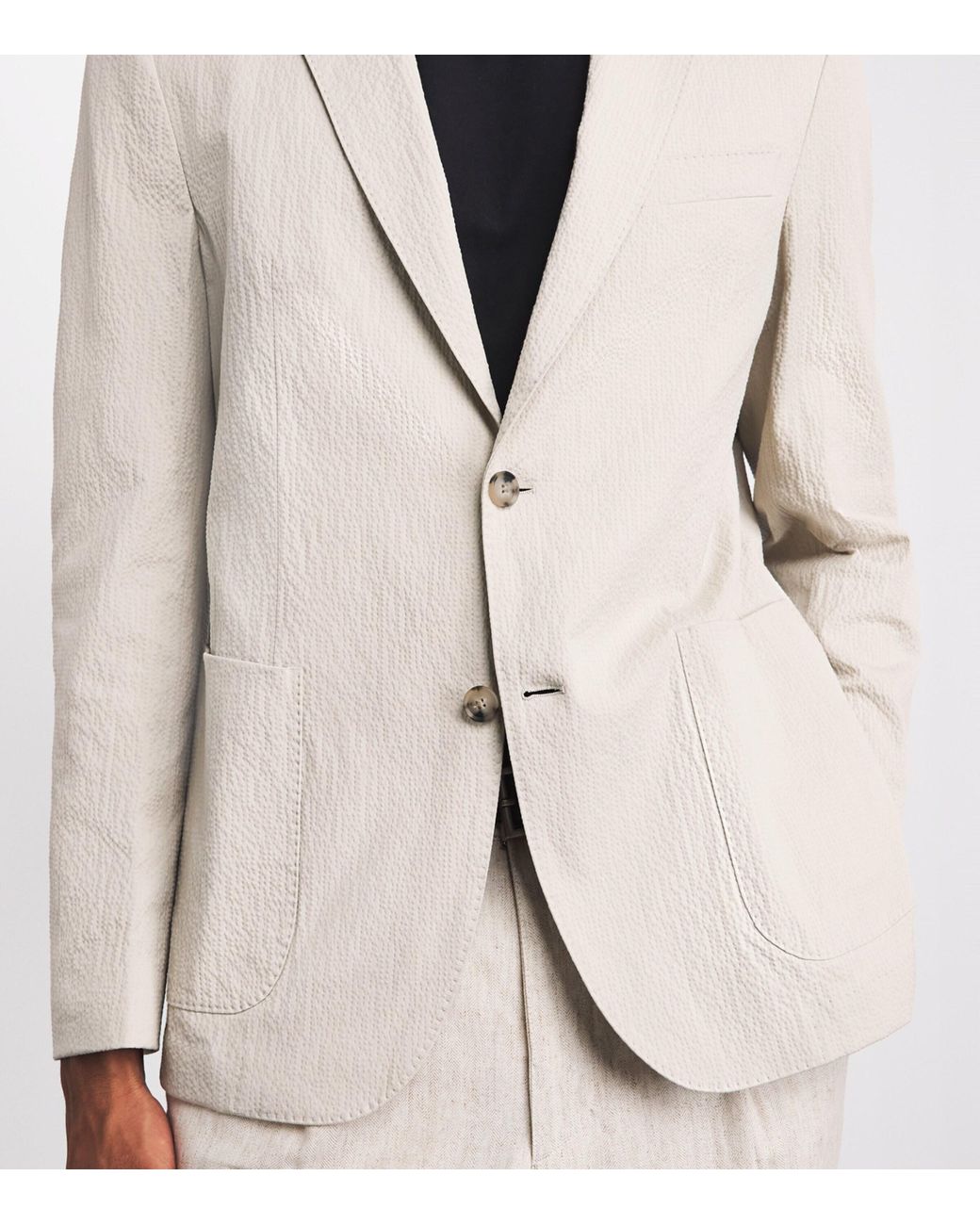 Boss White Seersucker Hanry Blazer for men