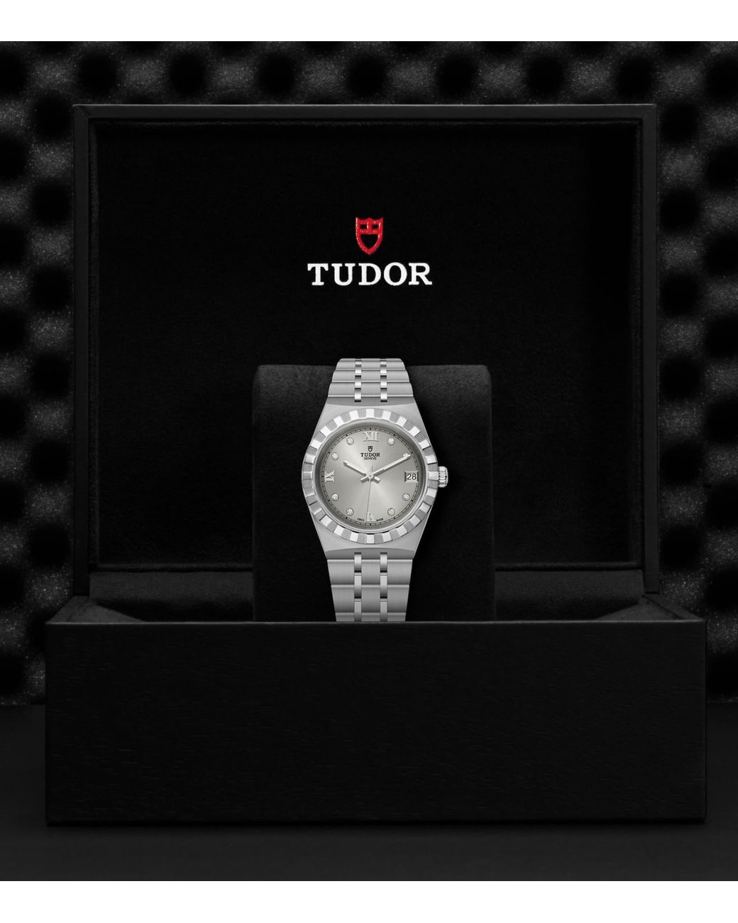 Tudor Gray Stainless Steel And Diamond Royal Watch