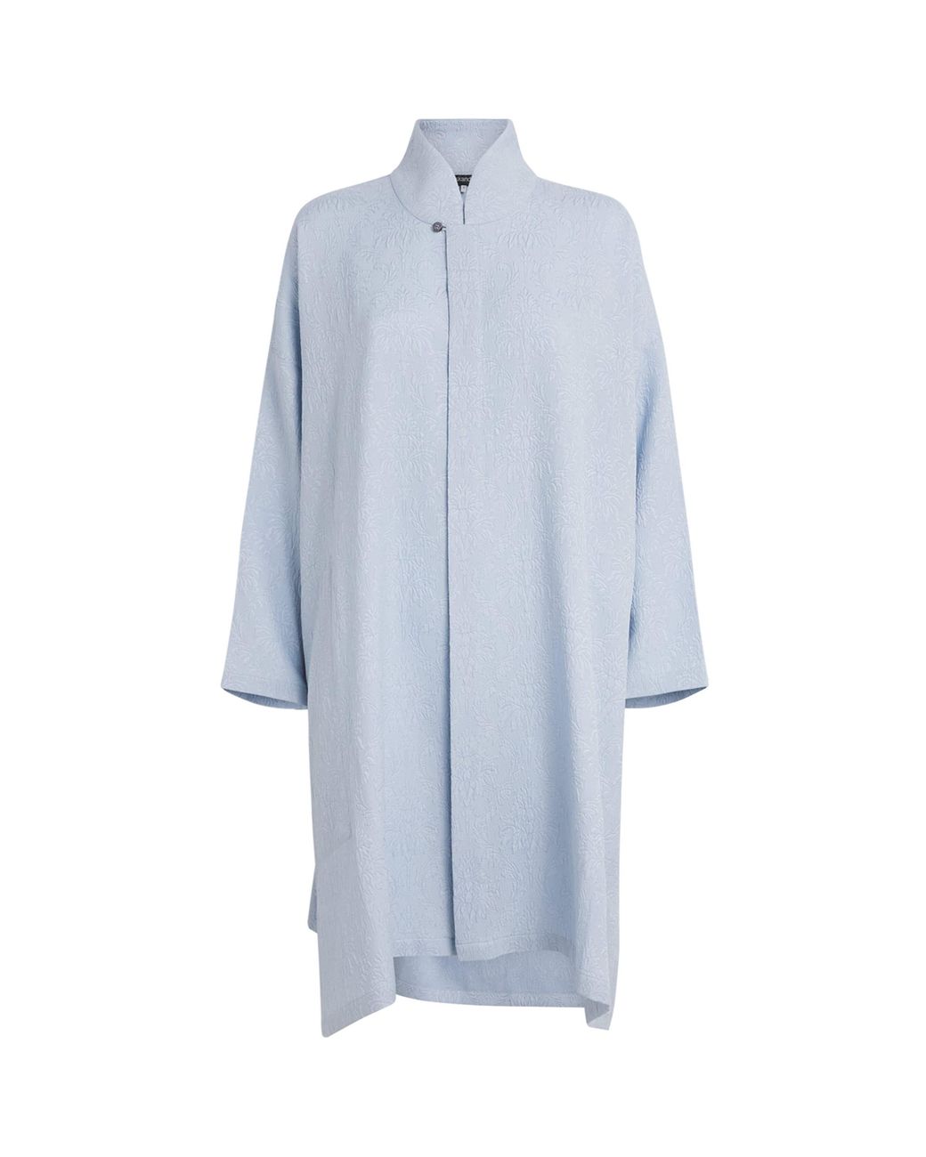 Eskandar Blue Silk Stand-Collar Shirt
