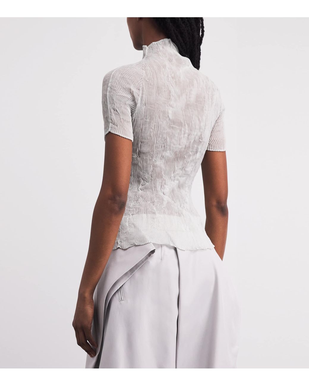 Issey Miyake White Chiffon Twist 3 Top