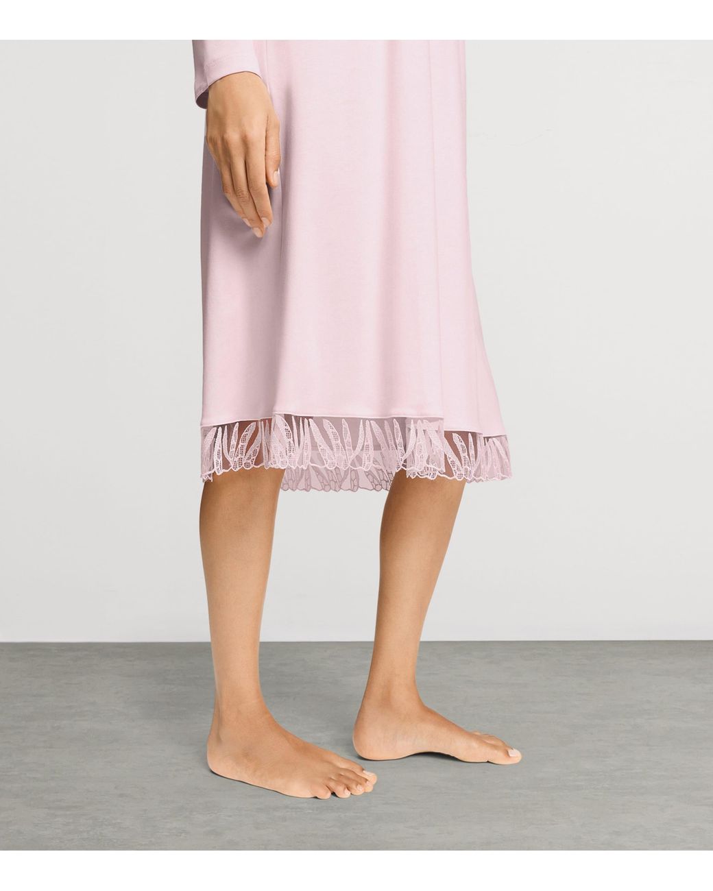 Hanro Pink Cotton Rosaria Long-Sleeve Nightdress