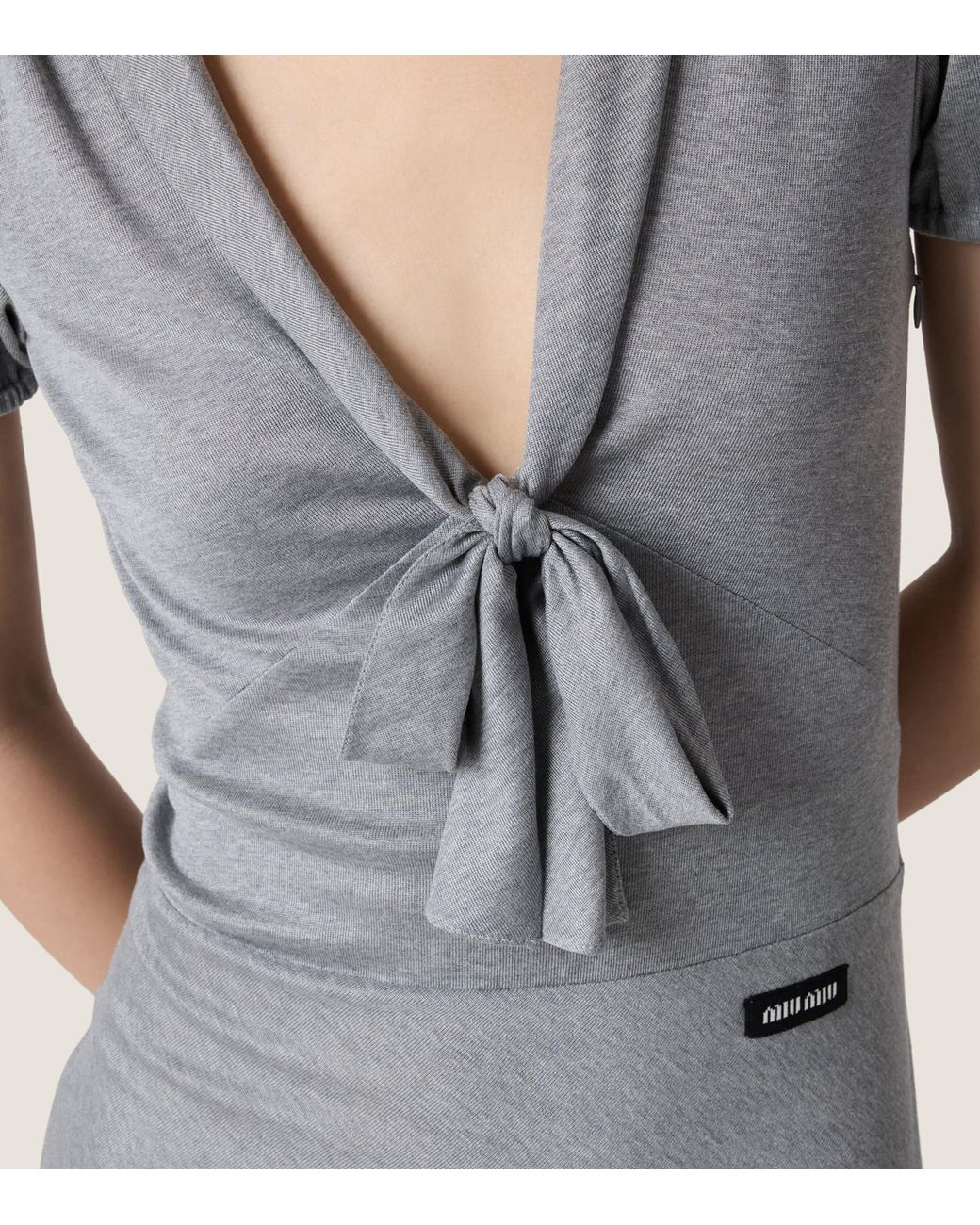 Miu Miu Gray Silk Jersey Midi Dress