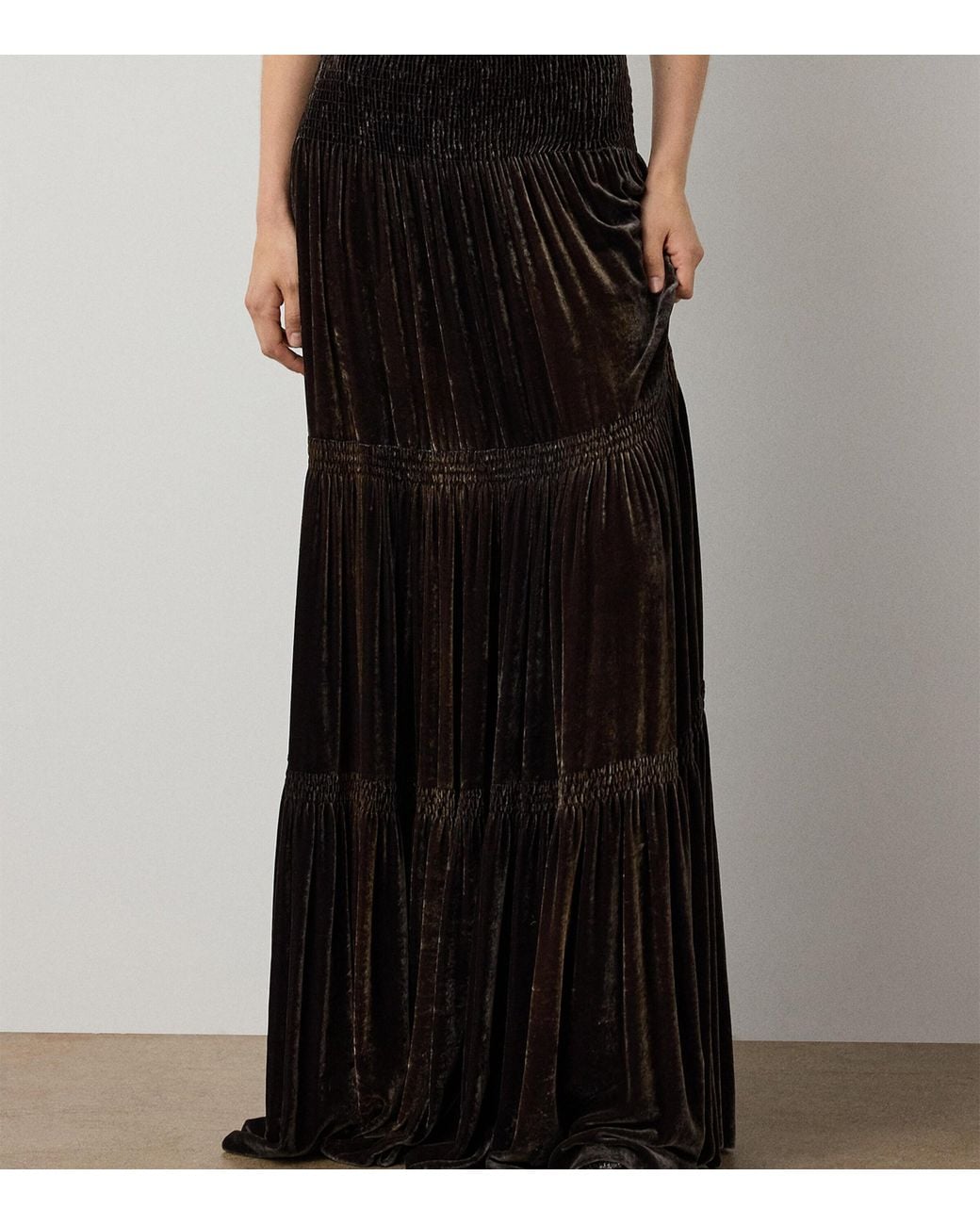 Ralph Lauren Black Velvet Janie Maxi Skirt