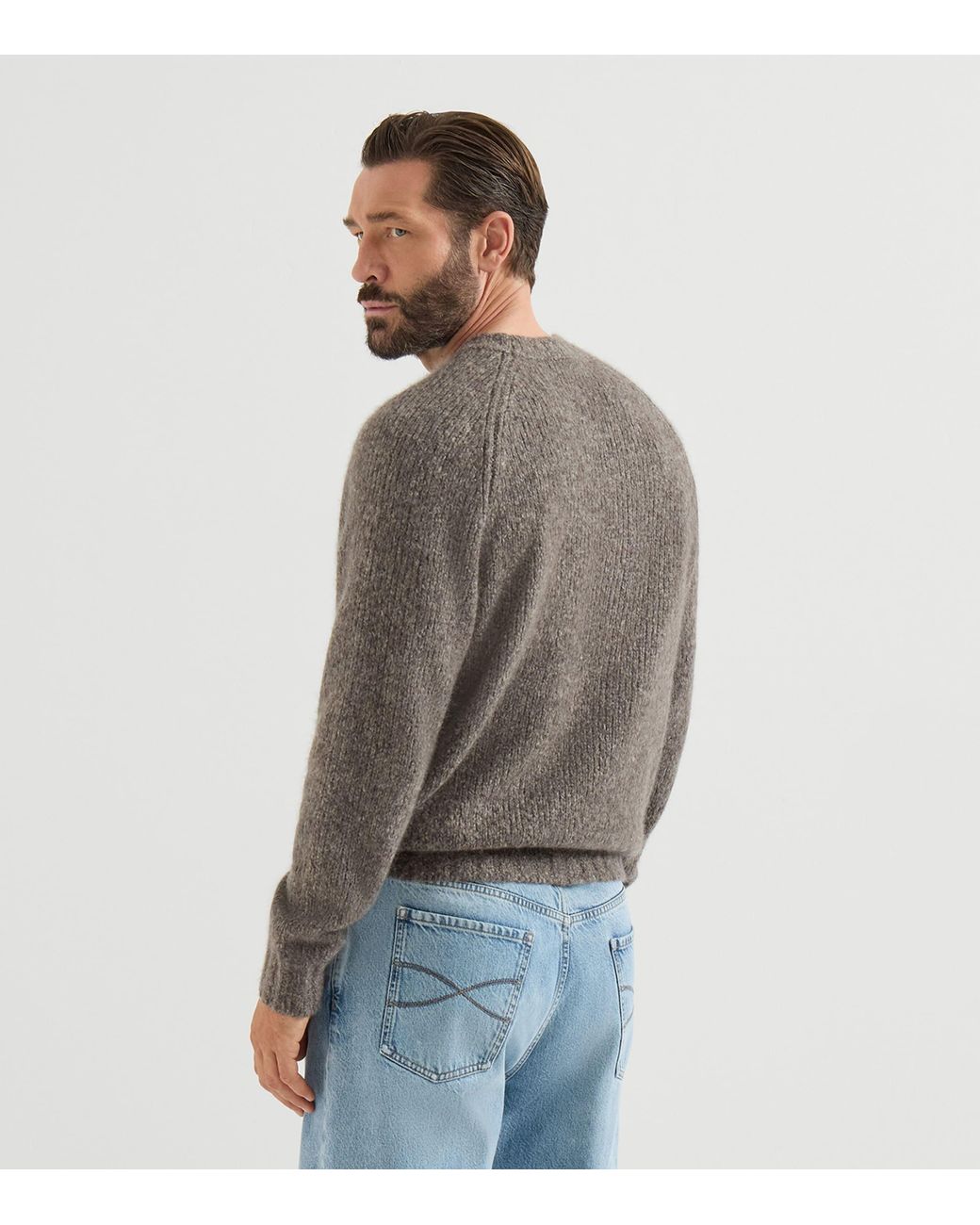 Brunello Cucinelli Brown Cashmere-Silk Sweater for men