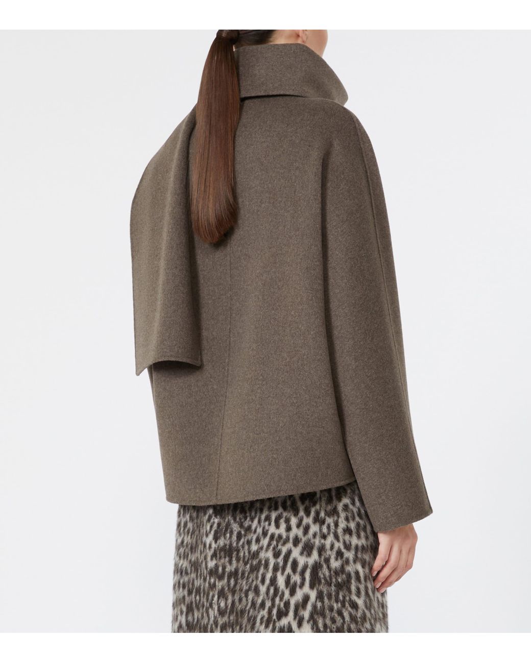 Max Mara Brown Virgin Wool Scarf-Neck Jacket