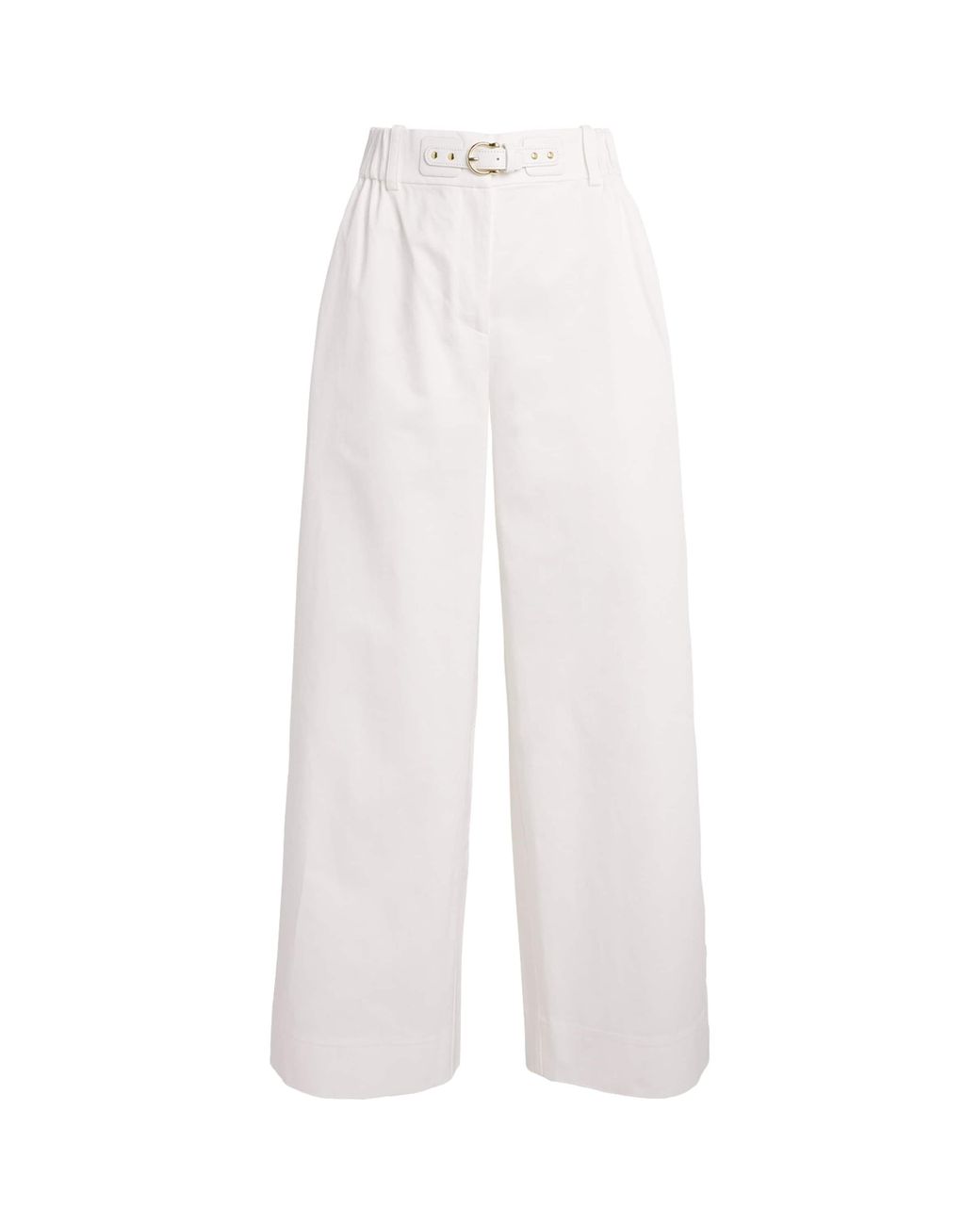 Maje White Cotton Belted Trousers