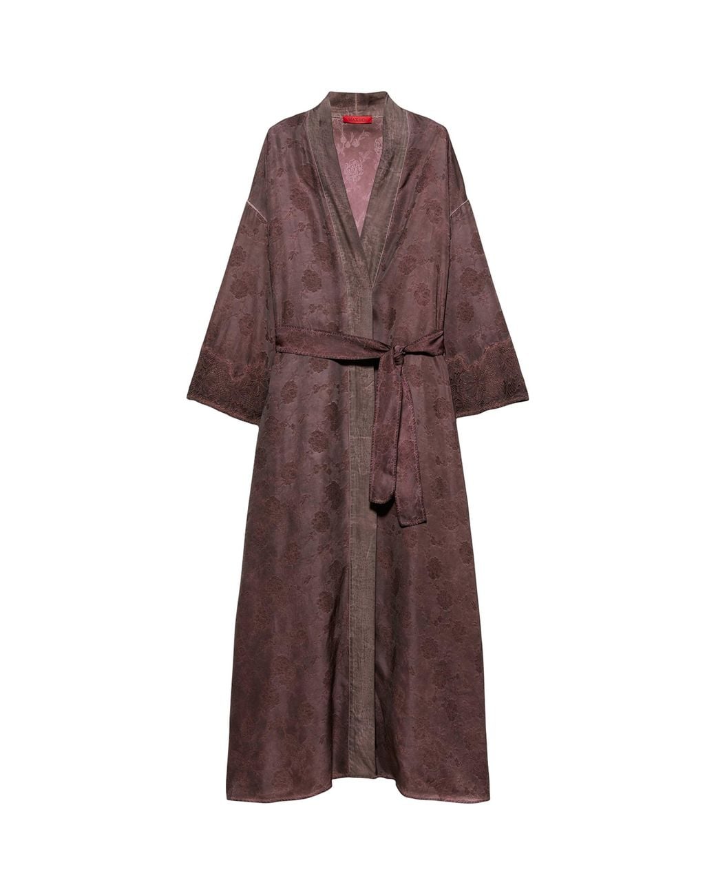 MAX&Co. Purple Satin Floral Belted Coat
