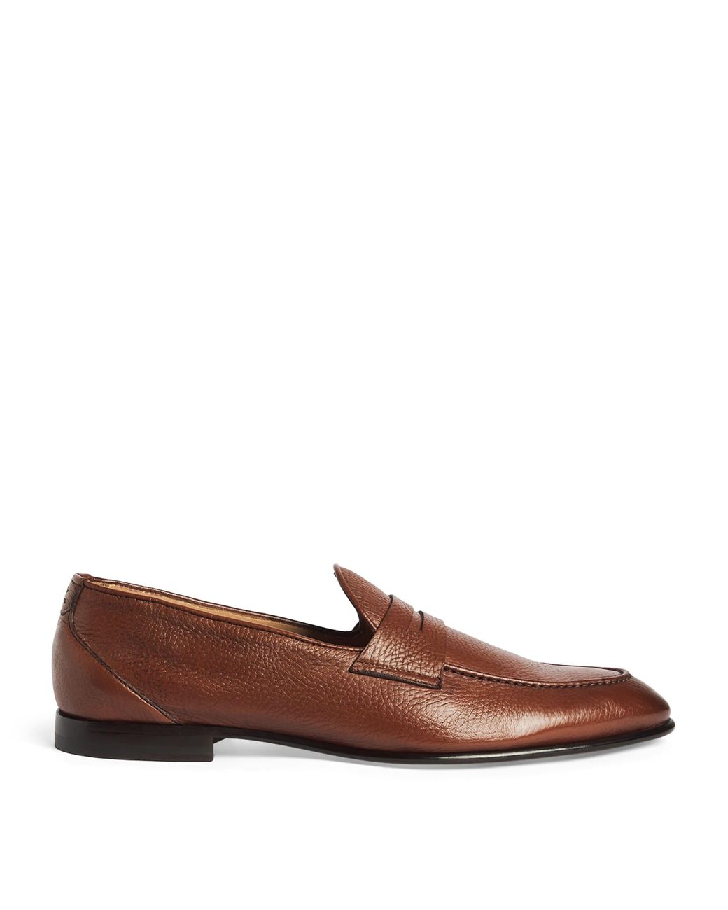 Isaia Brown Leather Penny Loafers for men