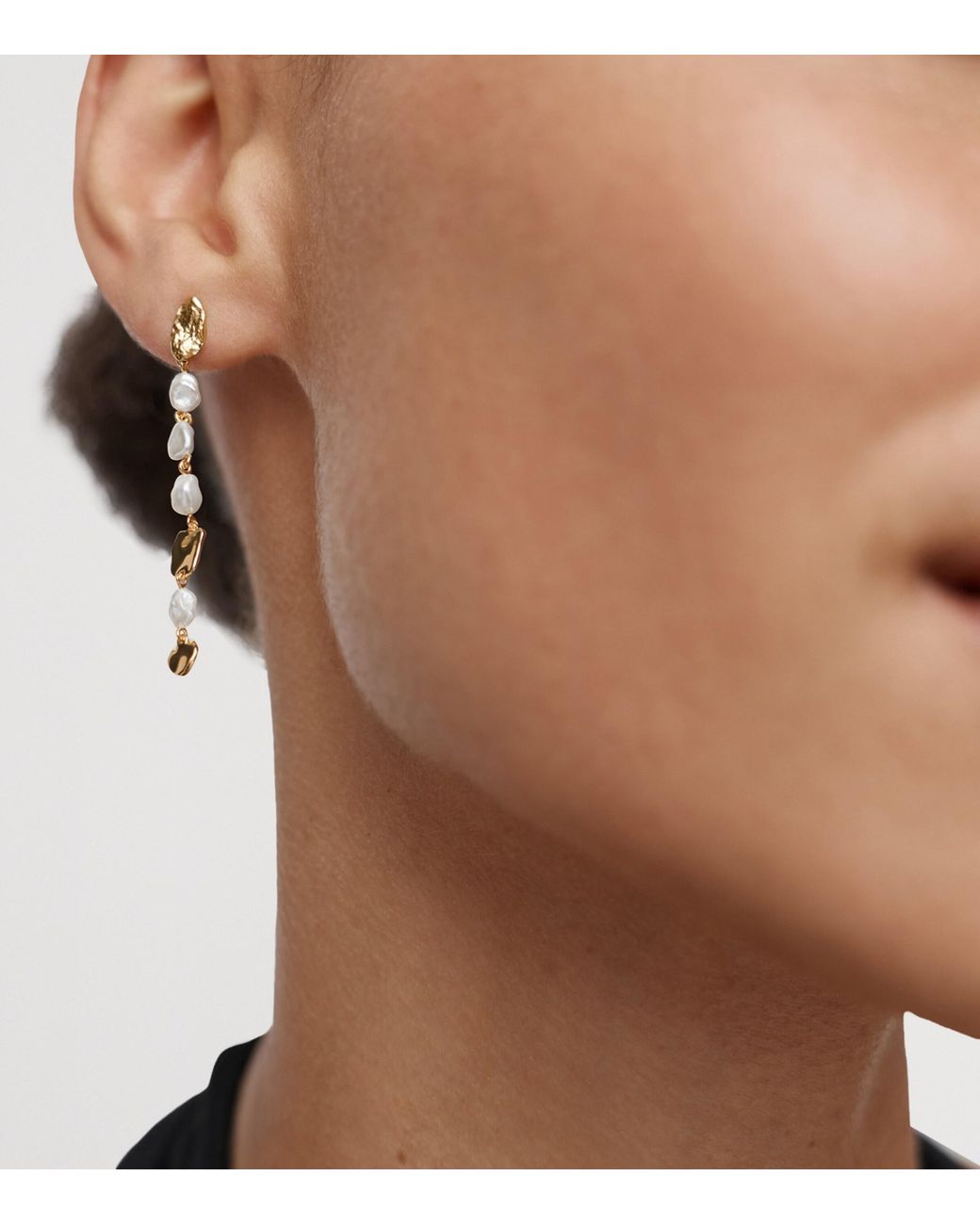 Monica Vinader Metallic Vermeil And Pearl Capri Drop Earrings