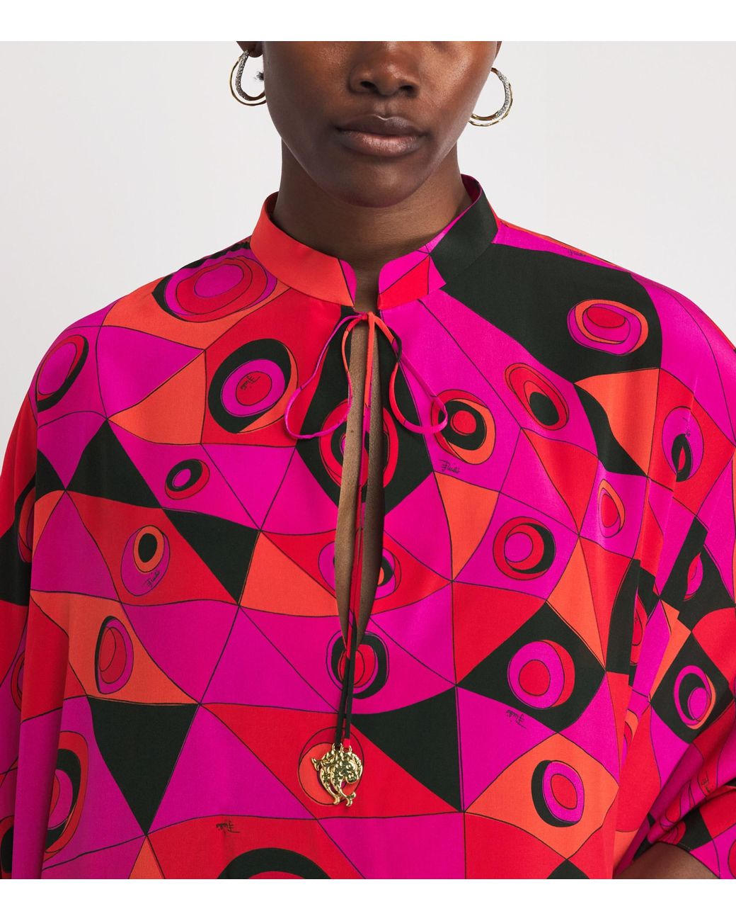 Emilio Pucci Pink Silk Occhi Maxi Kaftan