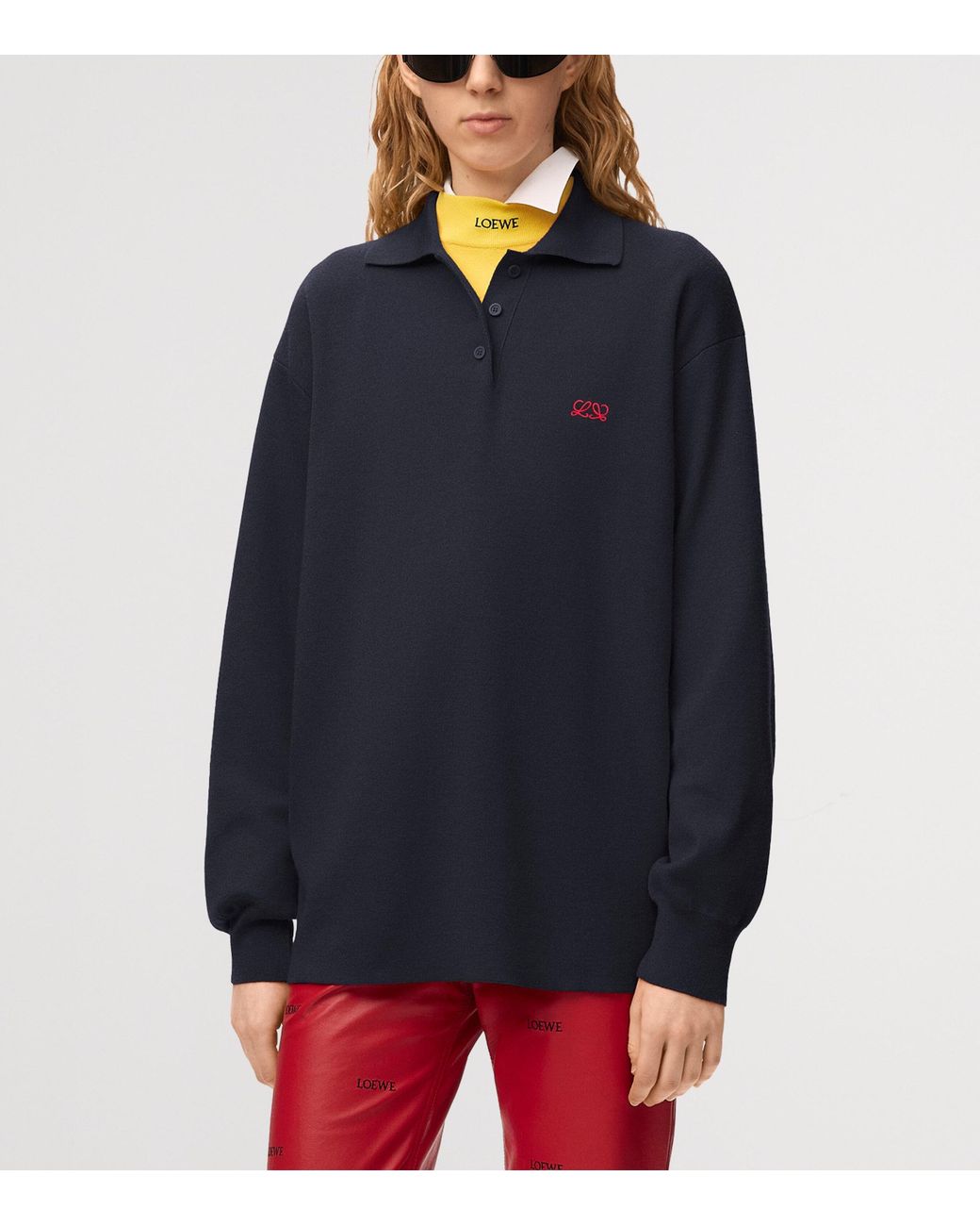 Loewe Blue Cashmere-Silk Polo Sweater
