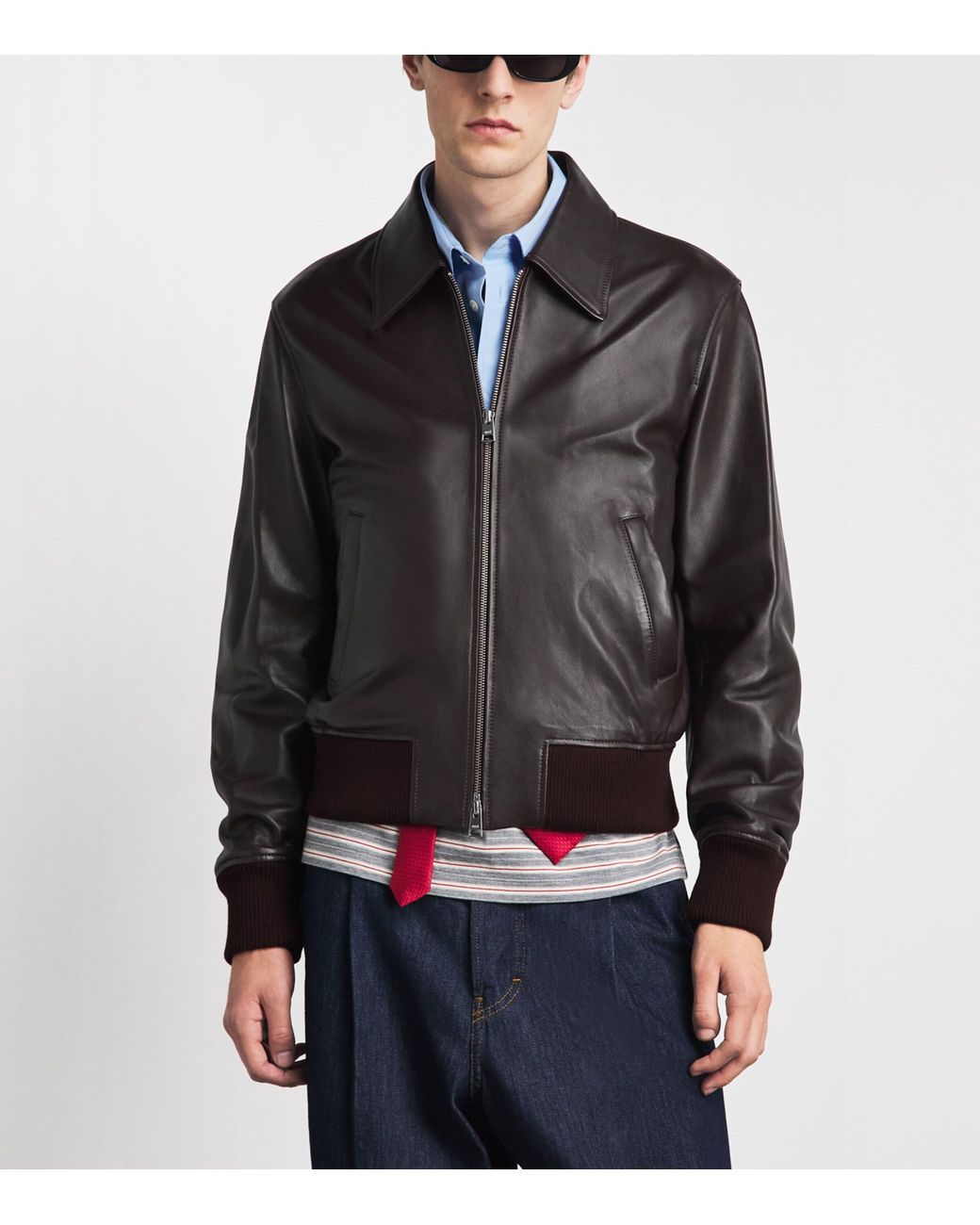 AMI Black Leather Jacket for men